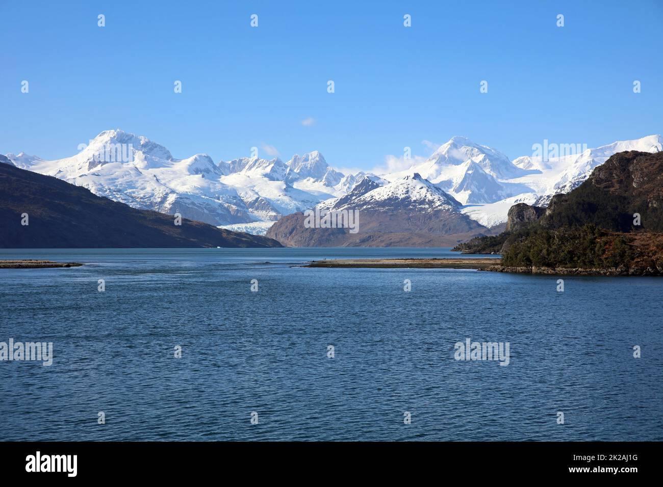 Baia di Ainsworth e Ghiacciaio Marinelli in Patagonia. Cile Foto Stock