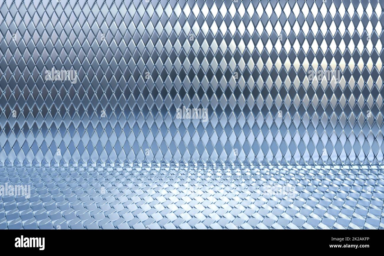 sfondo di forme geometriche metalliche. Foto Stock