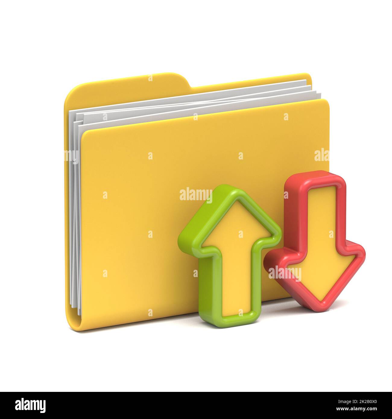 Icona della cartella gialla Caricamento e download Concept 3D Foto Stock