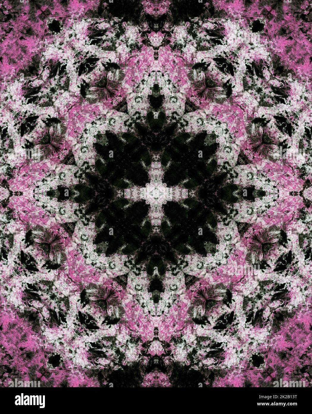 Astratto dipinto Blu sfondo testurizzato Motteled Caleidoscopio Rosa, Bianco e nero Foto Stock