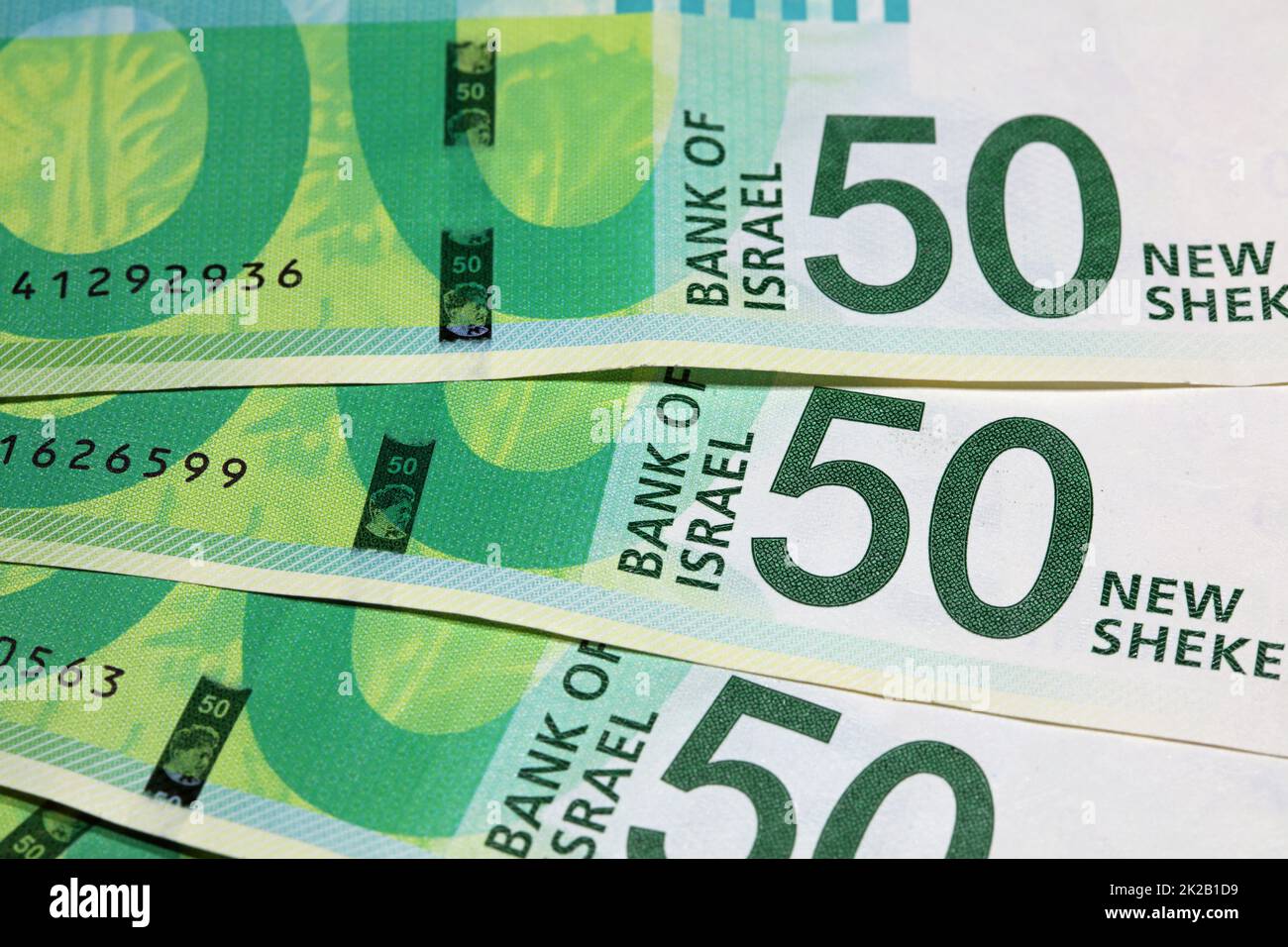 Banconote israeliane del nuovo Shekel Foto Stock