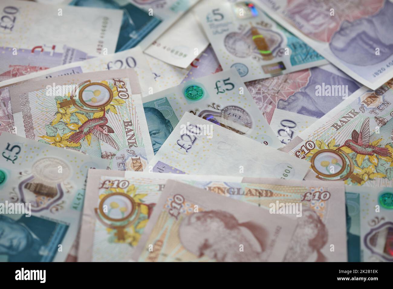 Valuta cartacea britannica Foto Stock