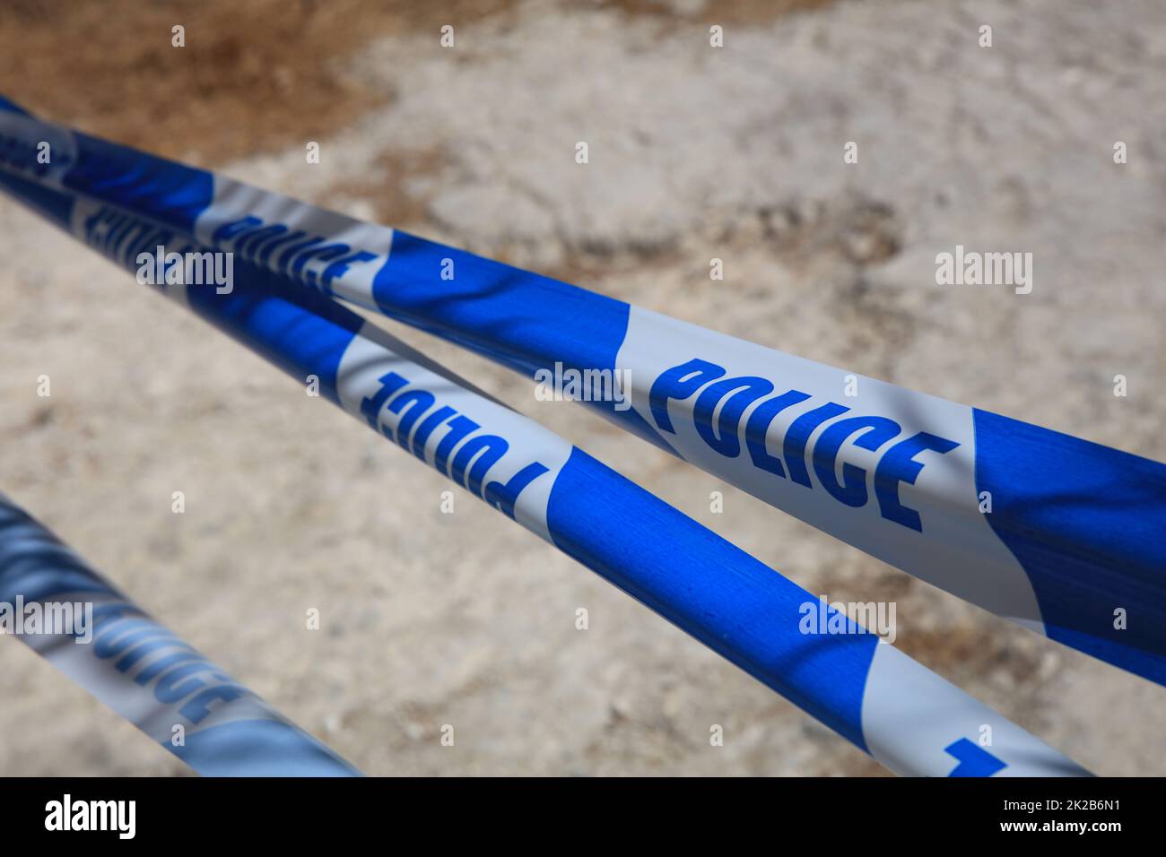 Nastro di cordone di polizia a Malta Foto Stock