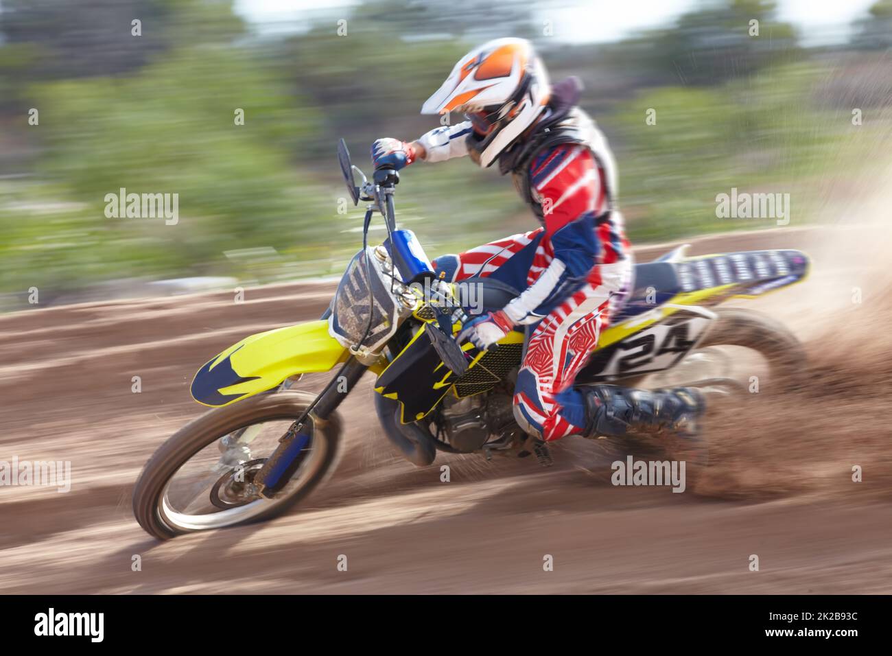 Vivere sul bordo. Scatto di un evento di motocross. Foto Stock