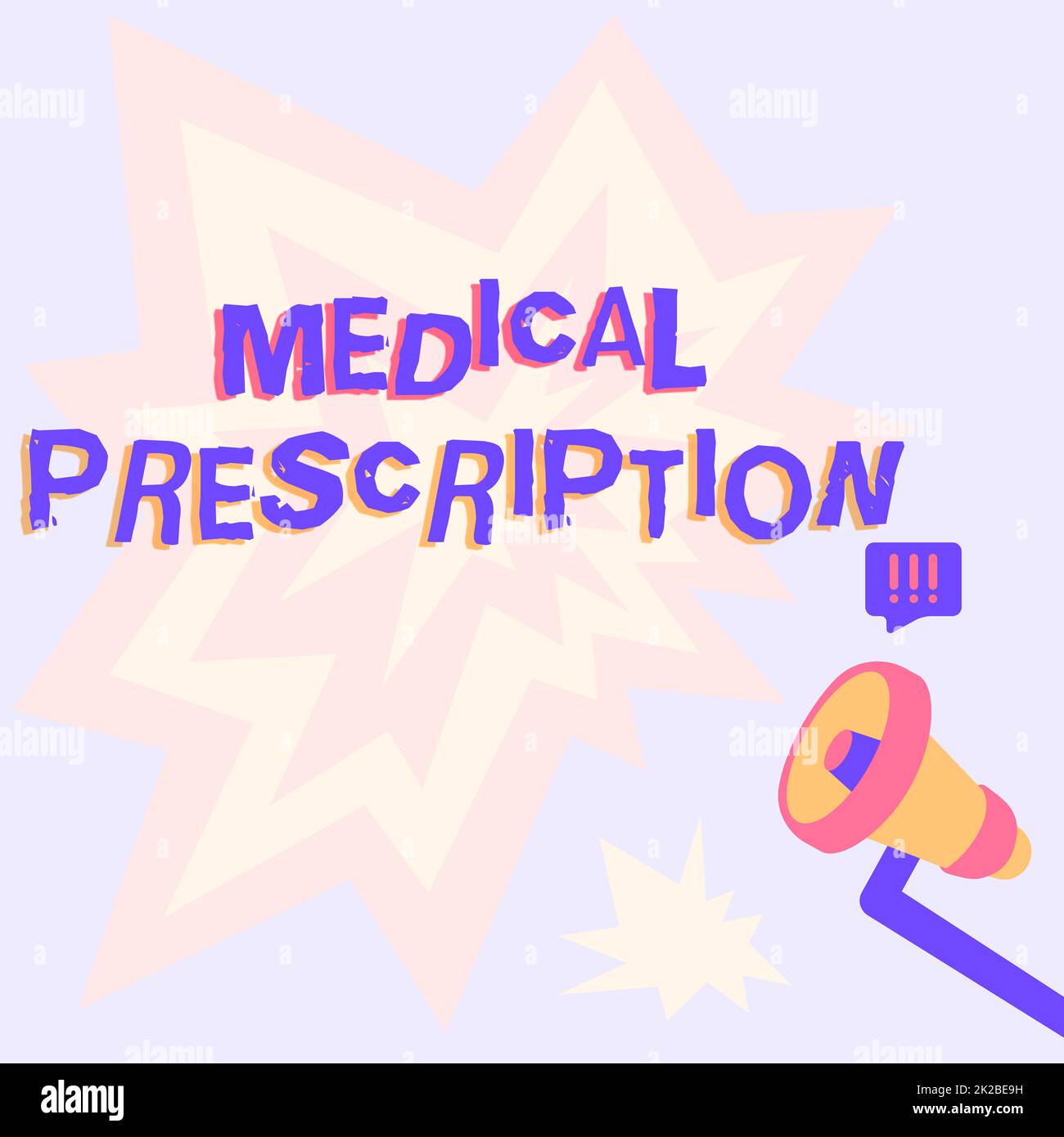 Segno che visualizza la prescrizione medica, parola scritta sul programma di sanità implementato da un medico illustrazione di mano che tiene Megaphone con Sun Ra Foto Stock