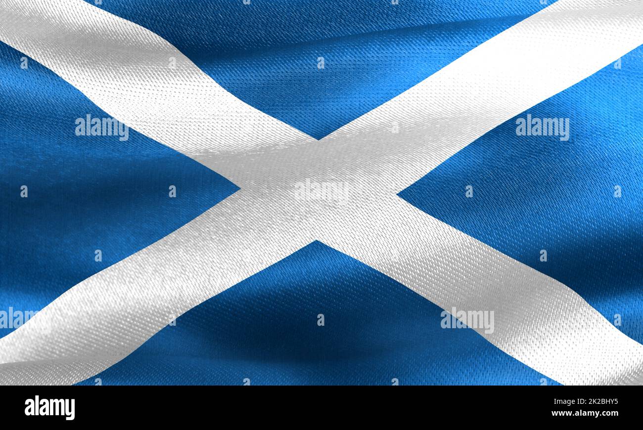 Bandiera della Scozia - bandiera realistica del tessuto ondulato Foto Stock