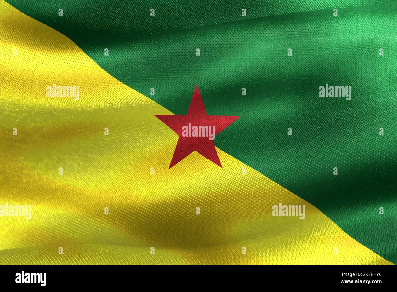 Bandiera della Guiana Francese - bandiera realistica in tessuto ondulato Foto Stock
