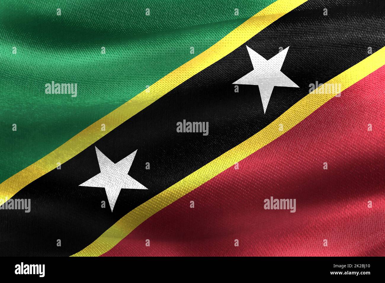3D-Illustrazione di un Saint Kitts e Nevisflag - bandiera realistica di tessuto ondeggiante Foto Stock
