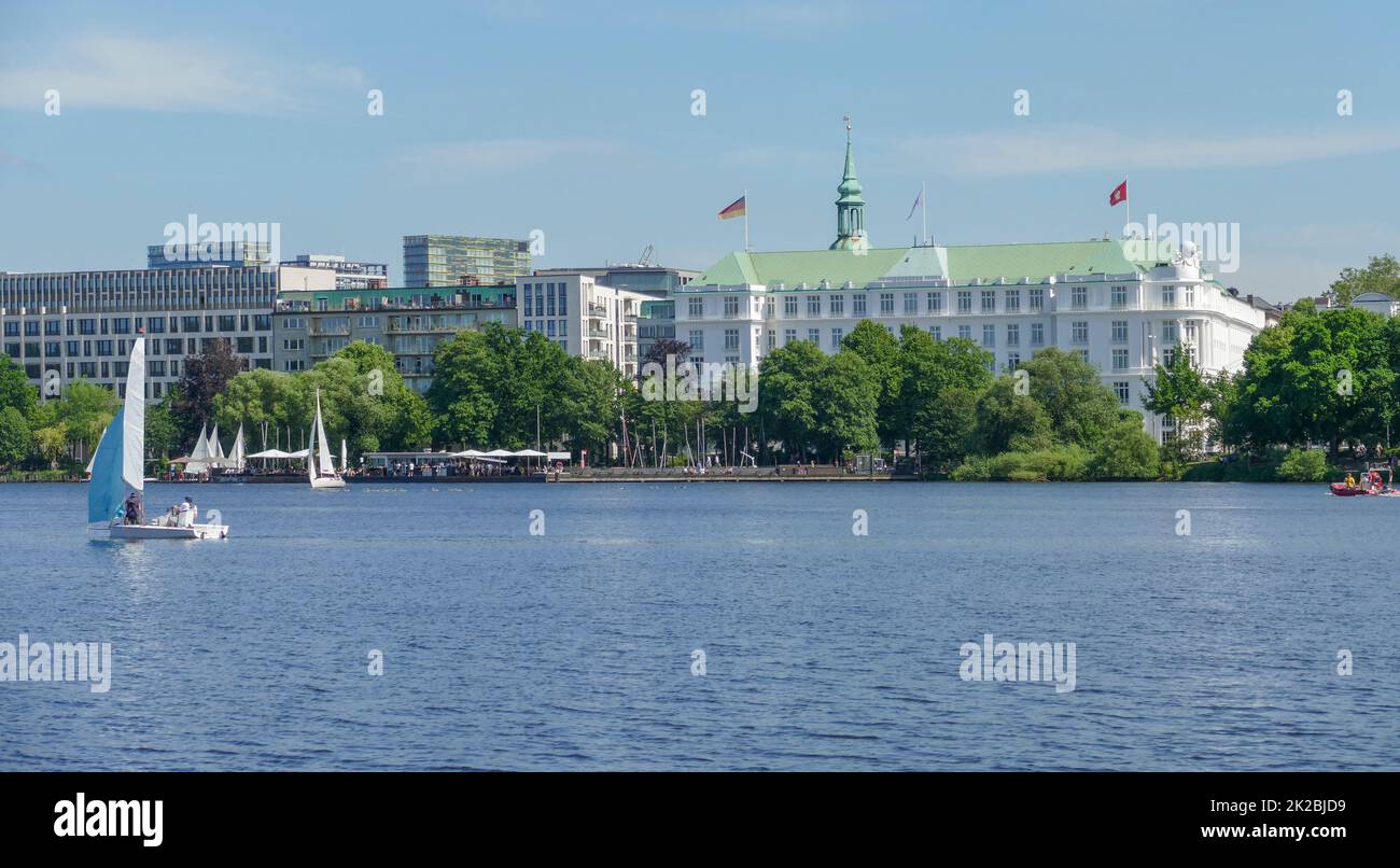 Lago Alster esterno intorno ad Amburgo Foto Stock