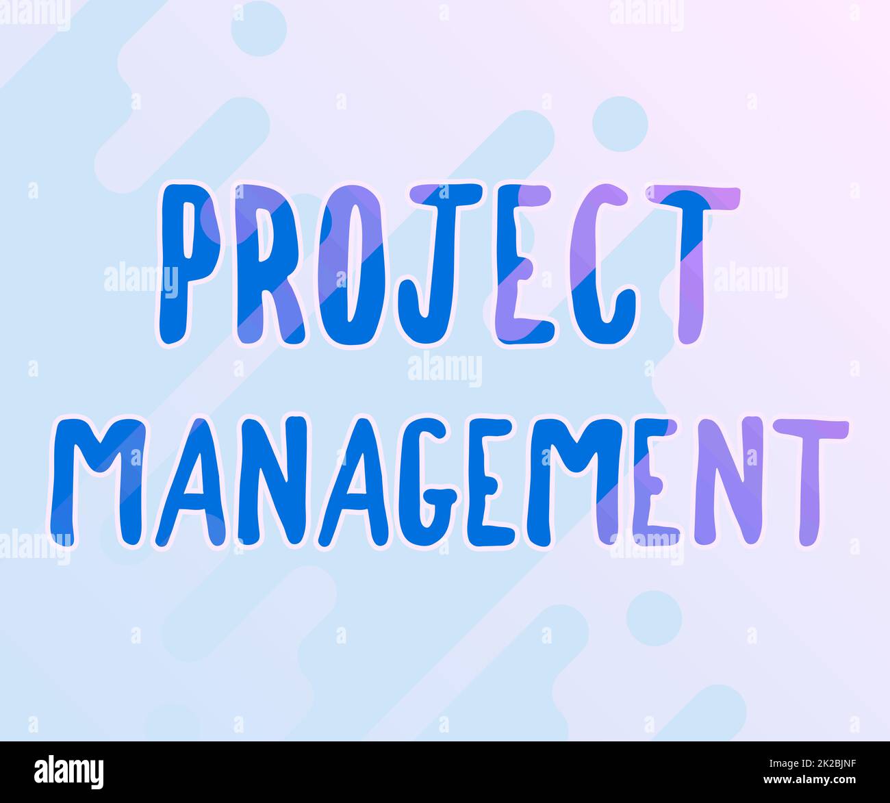 Didascalia di testo Presentazione del Project Management, Internet Concept Practice del lavoro di un team per raggiungere obiettivi specifici linea sfondi illustrati wit Foto Stock