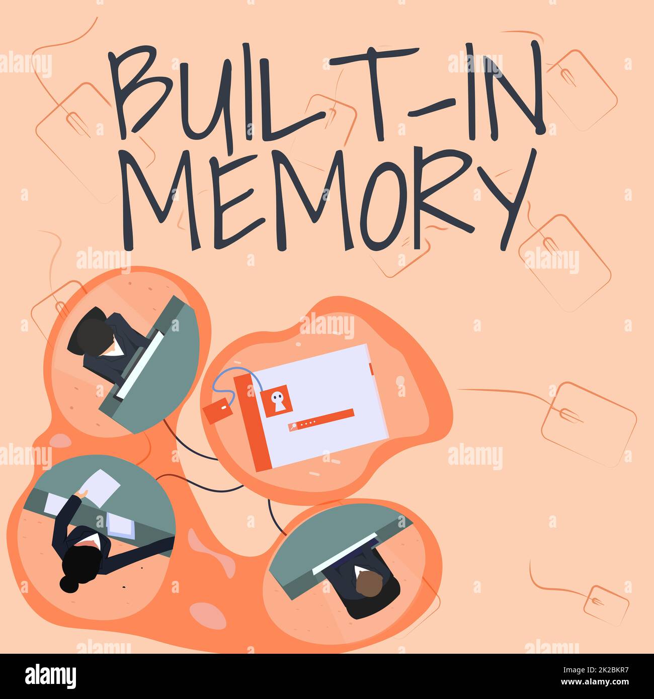 Cartello che mostra la memoria integrata. Il dispositivo o la funzione Business idea sono inclusi in qualcosa come parte di colleghi IT che hanno Office Meeting Sharing Thoughts che mostra il nuovo piano di progetto. Foto Stock