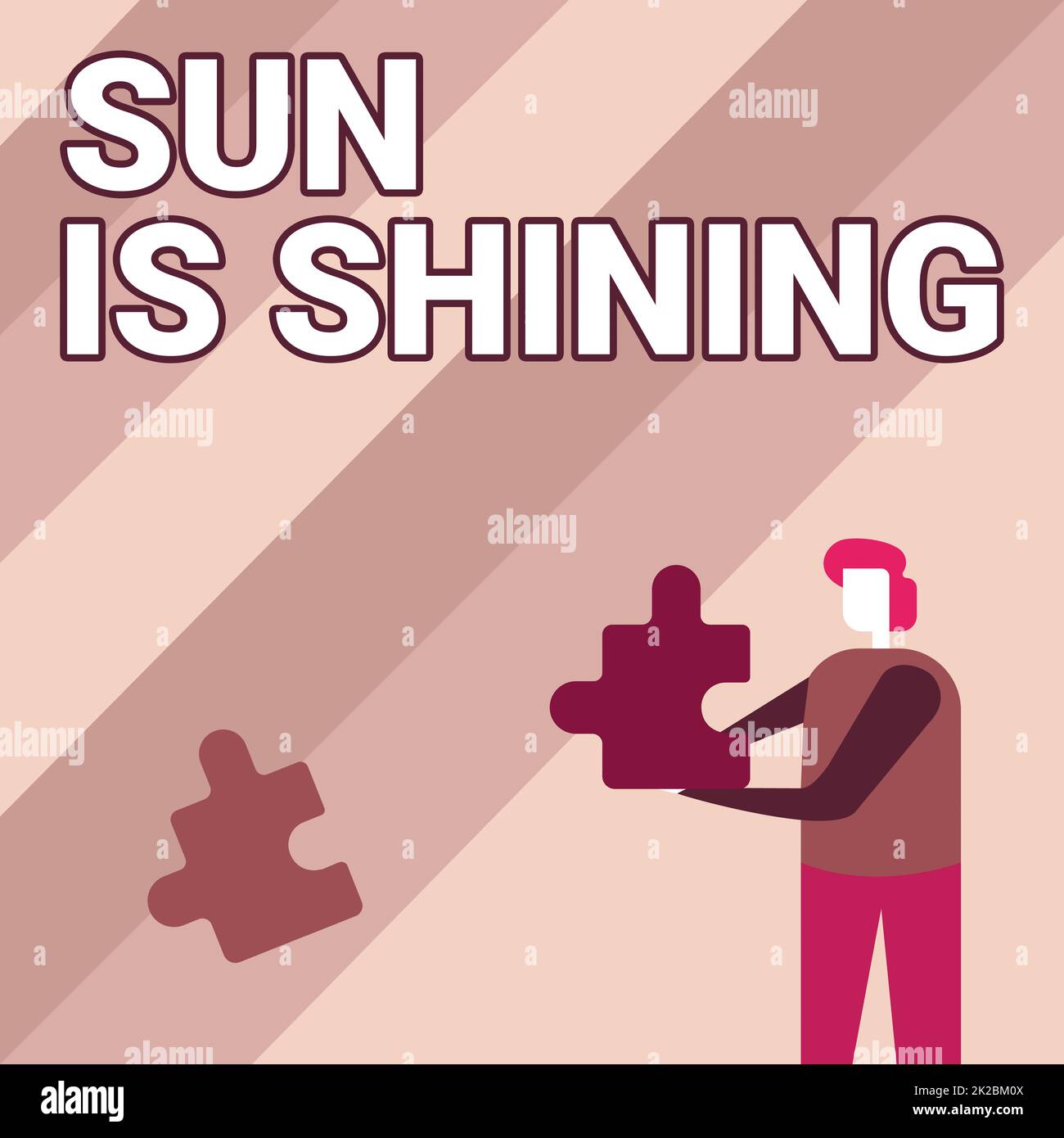 Didascalia concettuale Sun is Shining. Parola per il sole bello godere di calde giornate estive paesaggio naturale uomo d'affari Holding Jigsaw Puzzle pezzo sbloccare nuove tecnologie futuristiche Foto Stock