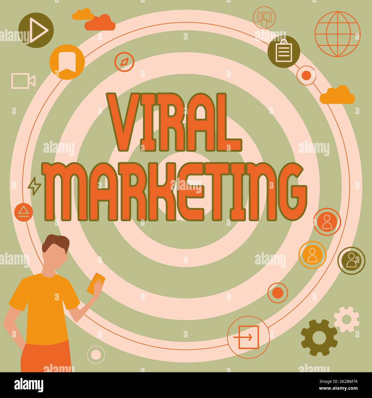 Marketing virale della didascalia concettuale. Business Concept Viral Marketing businessman pensiero innovativo idee leader verso un futuro stabile. Foto Stock