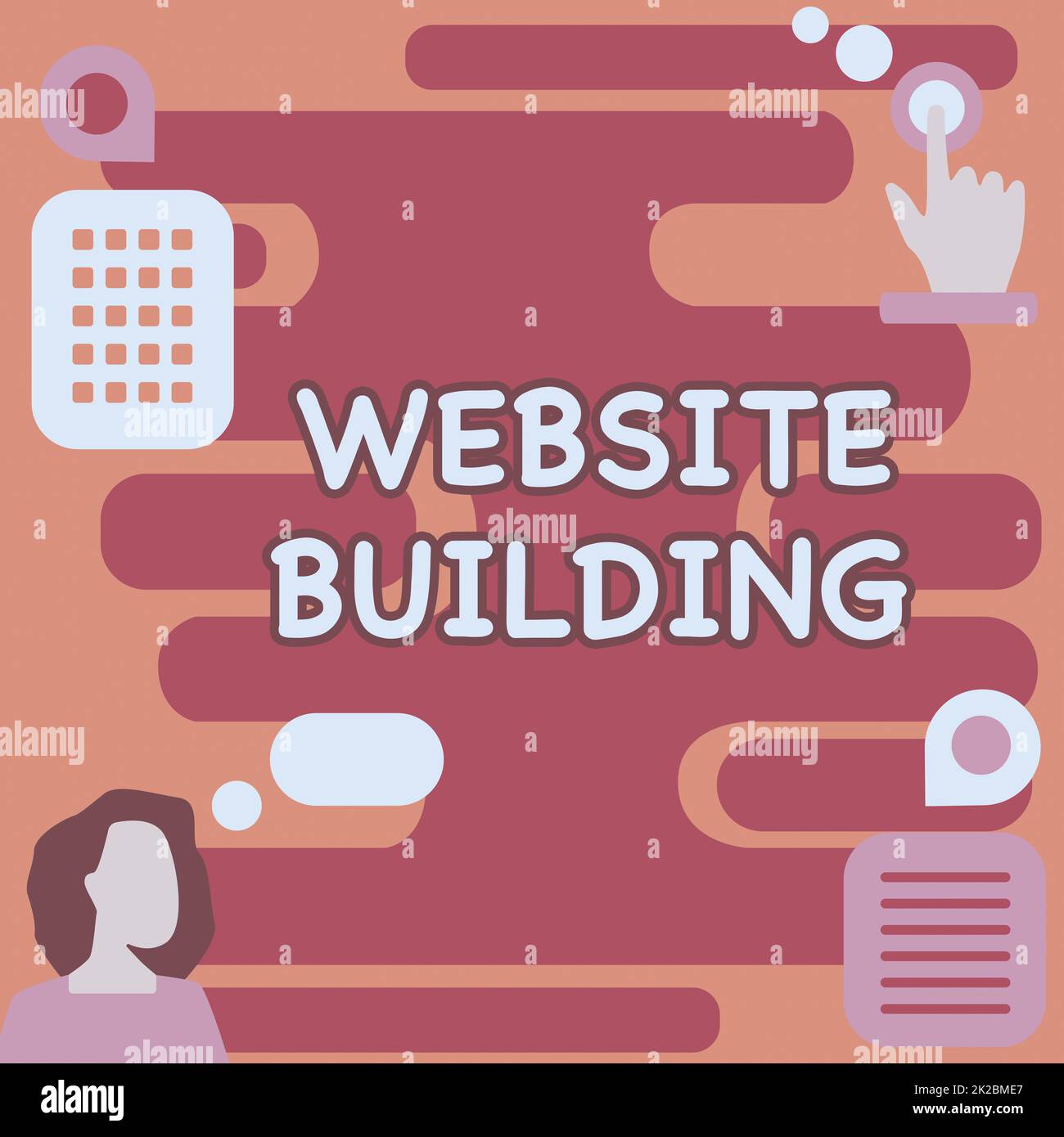 Scrivere a mano segno sito web Building. Business Approach Website Building Woman pensiero innovativo idee leader verso un futuro stabile. Foto Stock