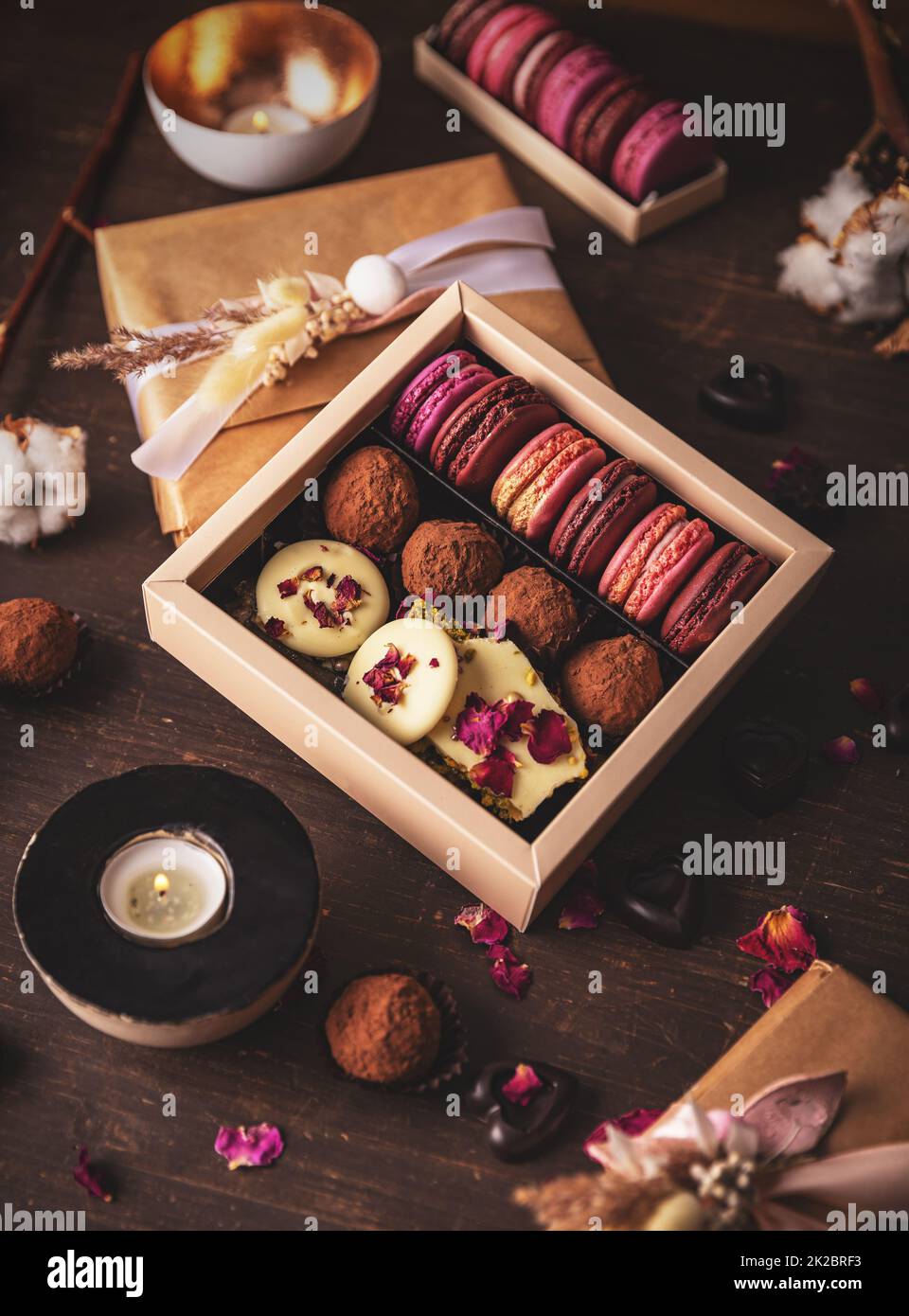 Ancora vita di delizioso dessert scatola Foto Stock