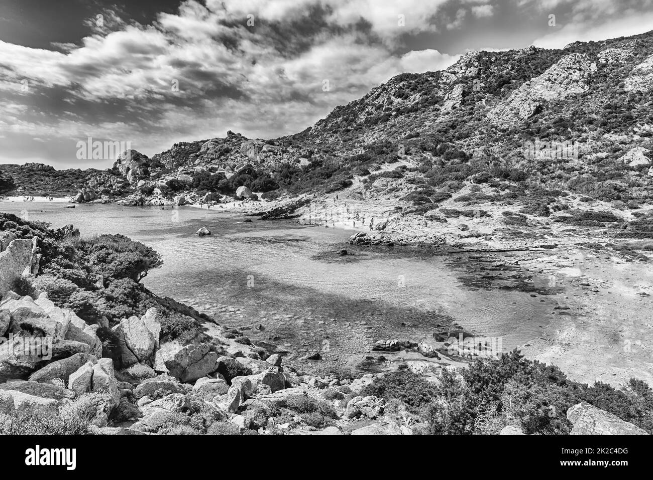 Vista su Cala Corsara, Isola di Spargi, Arcipelago della Maddalena, Sardegna, Italia Foto Stock
