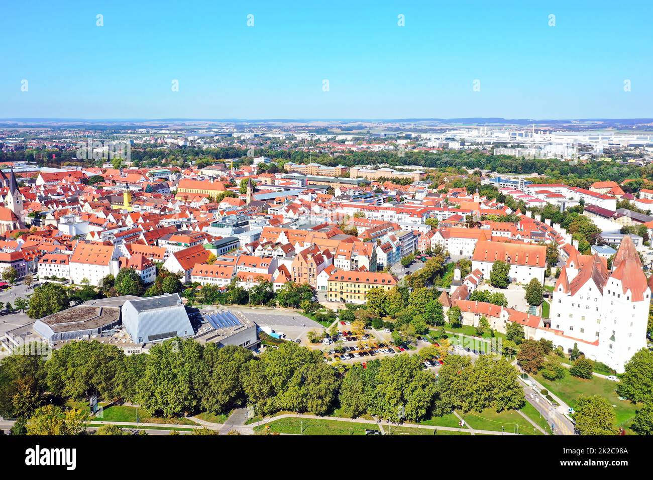 Vista aerea di Ingolstadt quando il tempo è bello Foto Stock