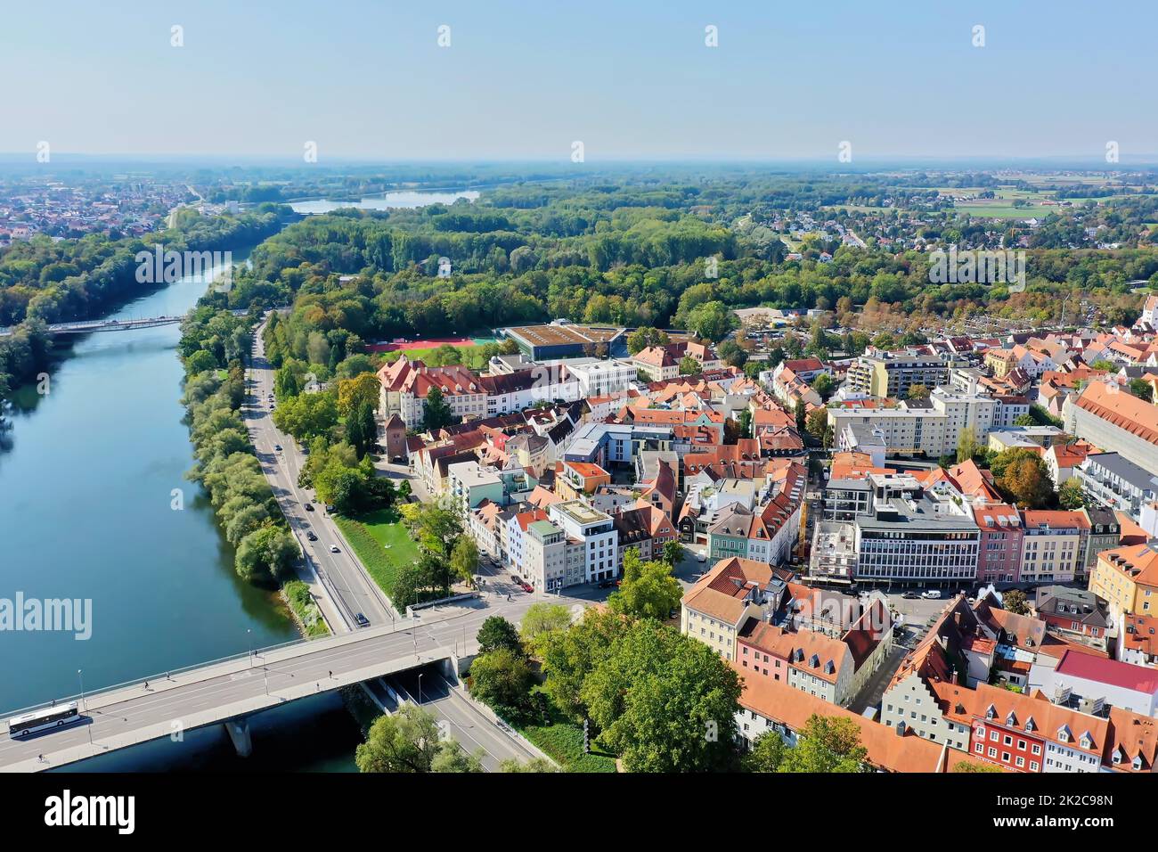 Vista aerea di Ingolstadt quando il tempo è bello Foto Stock