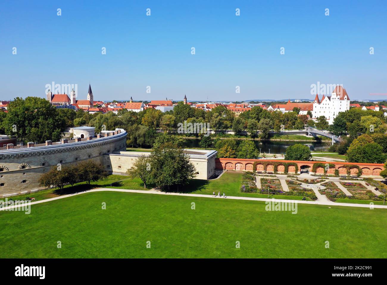 Vista aerea di Ingolstadt quando il tempo è bello Foto Stock