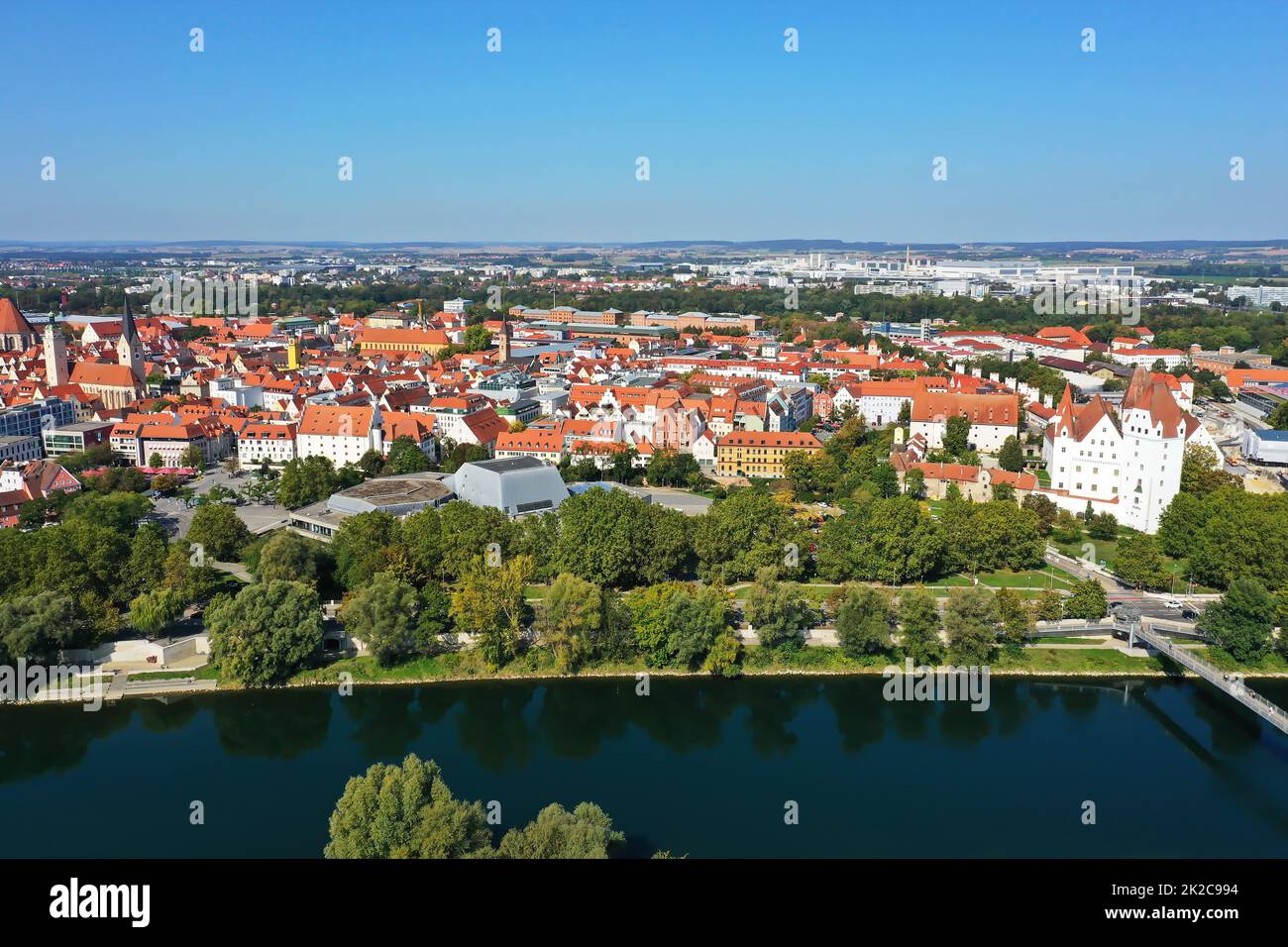 Vista aerea di Ingolstadt quando il tempo è bello Foto Stock