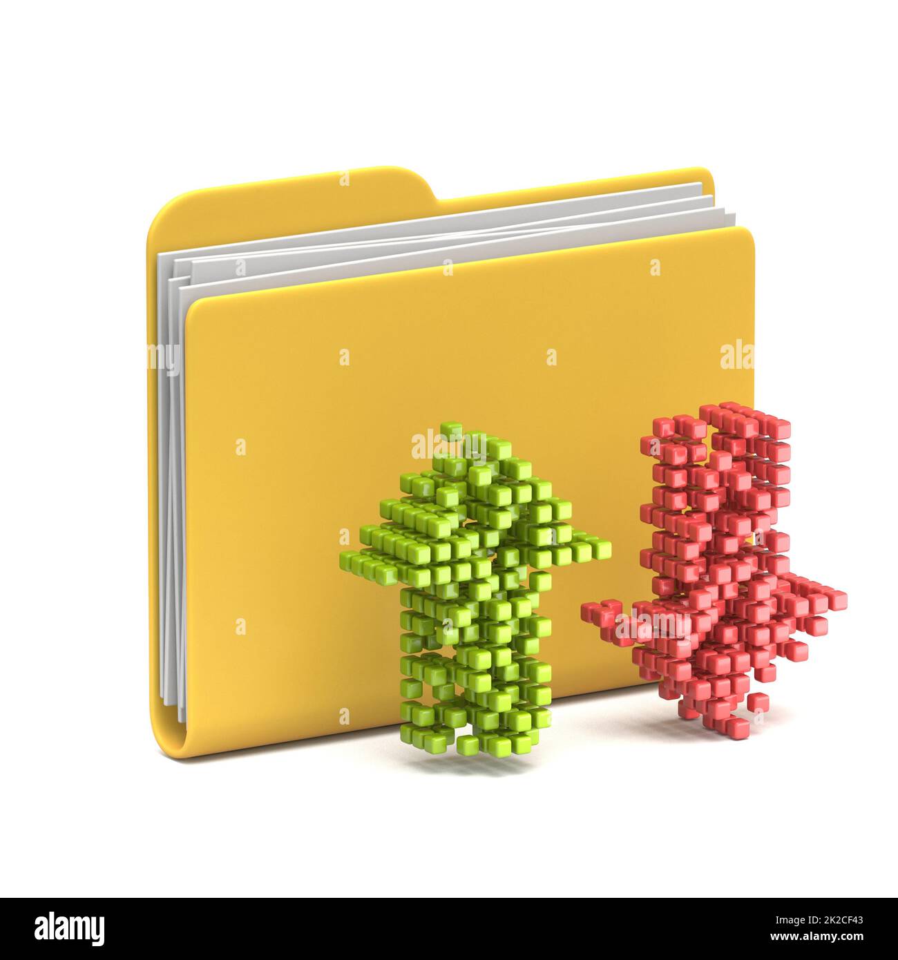 Icona cartella gialla freccia di caricamento e download 3D Foto Stock