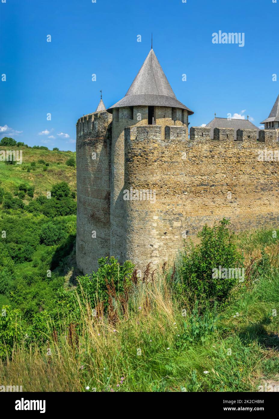 Fortezza di Khotyn nella regione di Chernivtsi dell'Ucraina Foto Stock