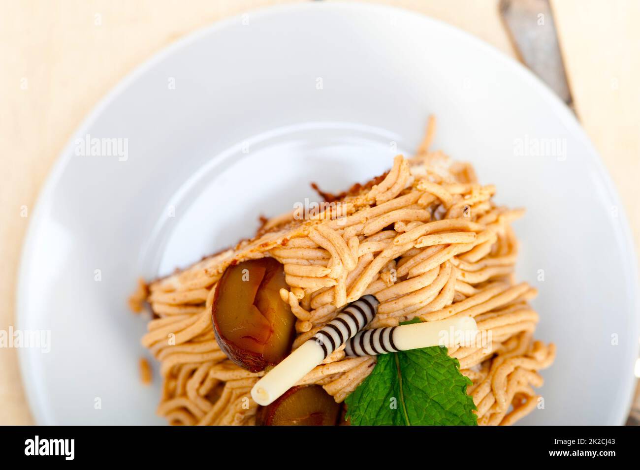 Crema di castagne dessert torta Foto Stock