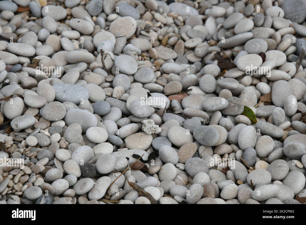 Pietre grandi, piccole, chiare, scure sulla spiaggia di pietra di Albir, Provincia di Alicante, Costa Blanca, Spagna Foto Stock