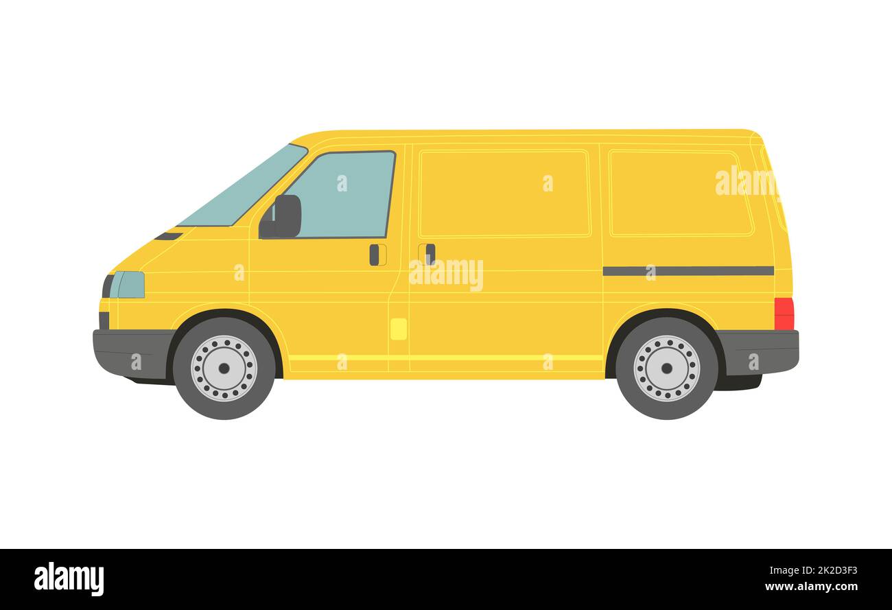 Grande furgone giallo su sfondo bianco - Vector Foto Stock