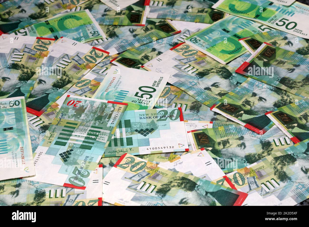 Banconote israeliane del nuovo Shekel Foto Stock