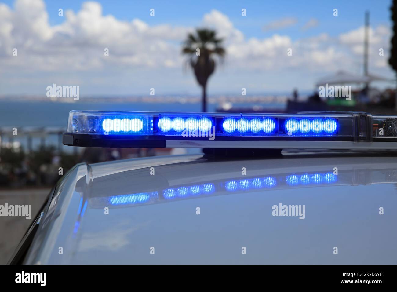 Auto di polizia a Lisbona. Portogallo. Europa Foto Stock