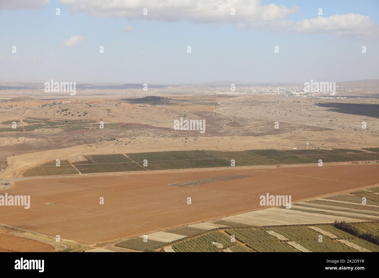 Vista dalle alture del Golan alla Siria. Israele Foto Stock