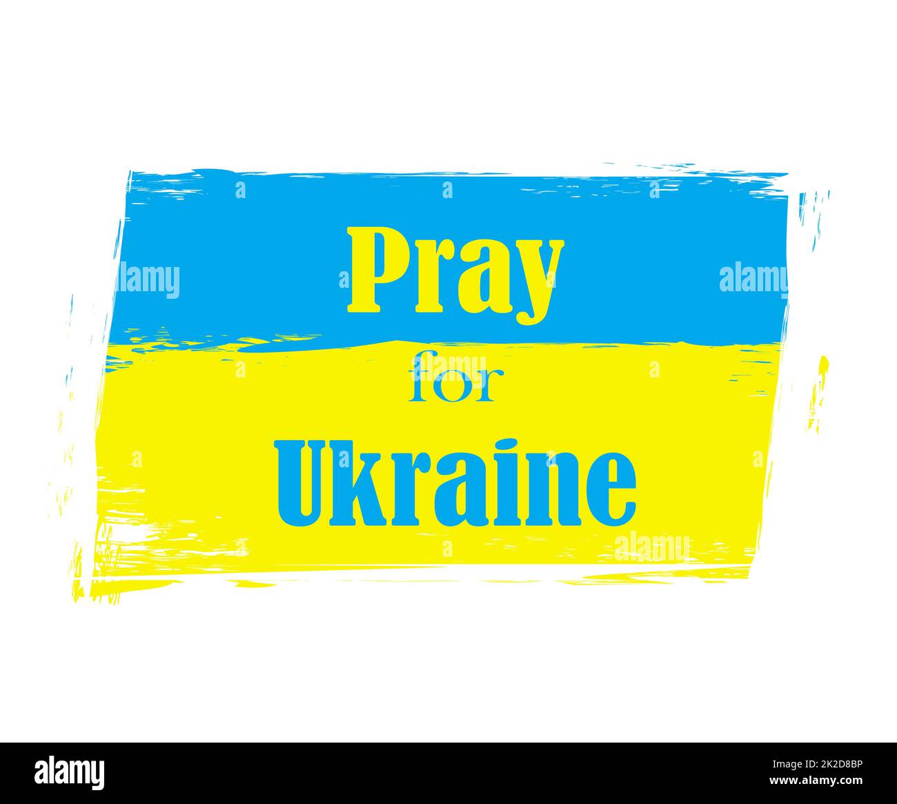 Prega per l'Ucraina concetto di fondo - testo su una bandiera grunge Foto Stock