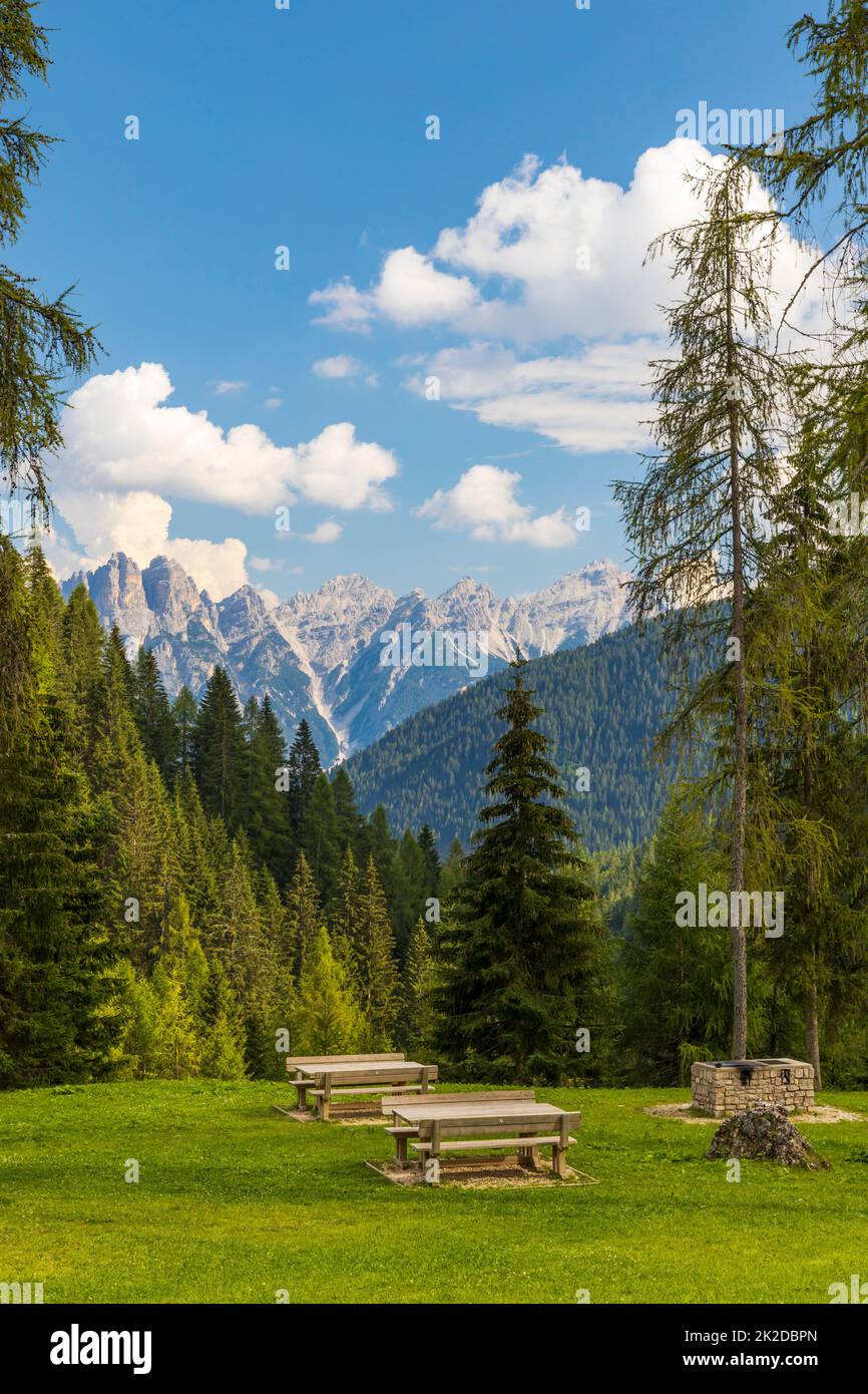 Paesaggio montano in Dolomiti, Alto Adige, Italia Foto Stock