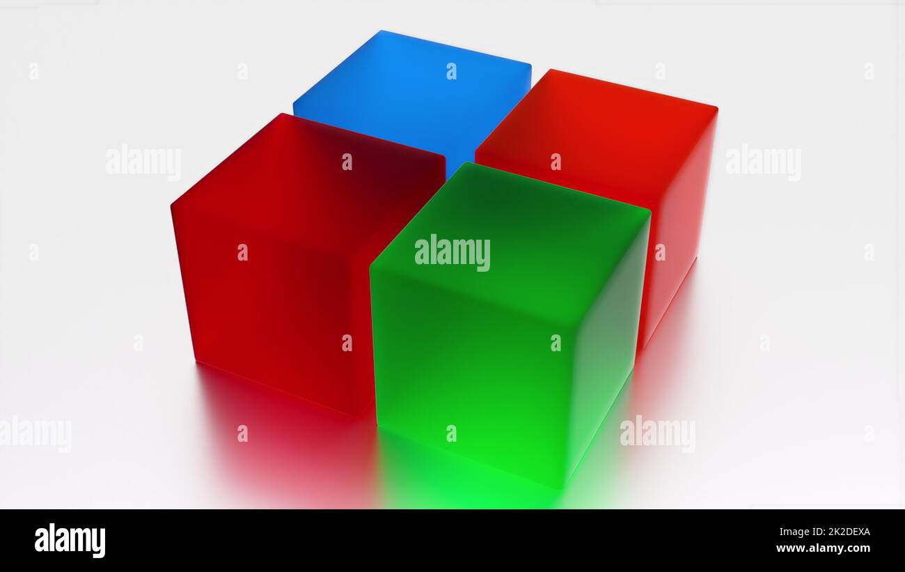 Cubi colorati lucidi Foto Stock
