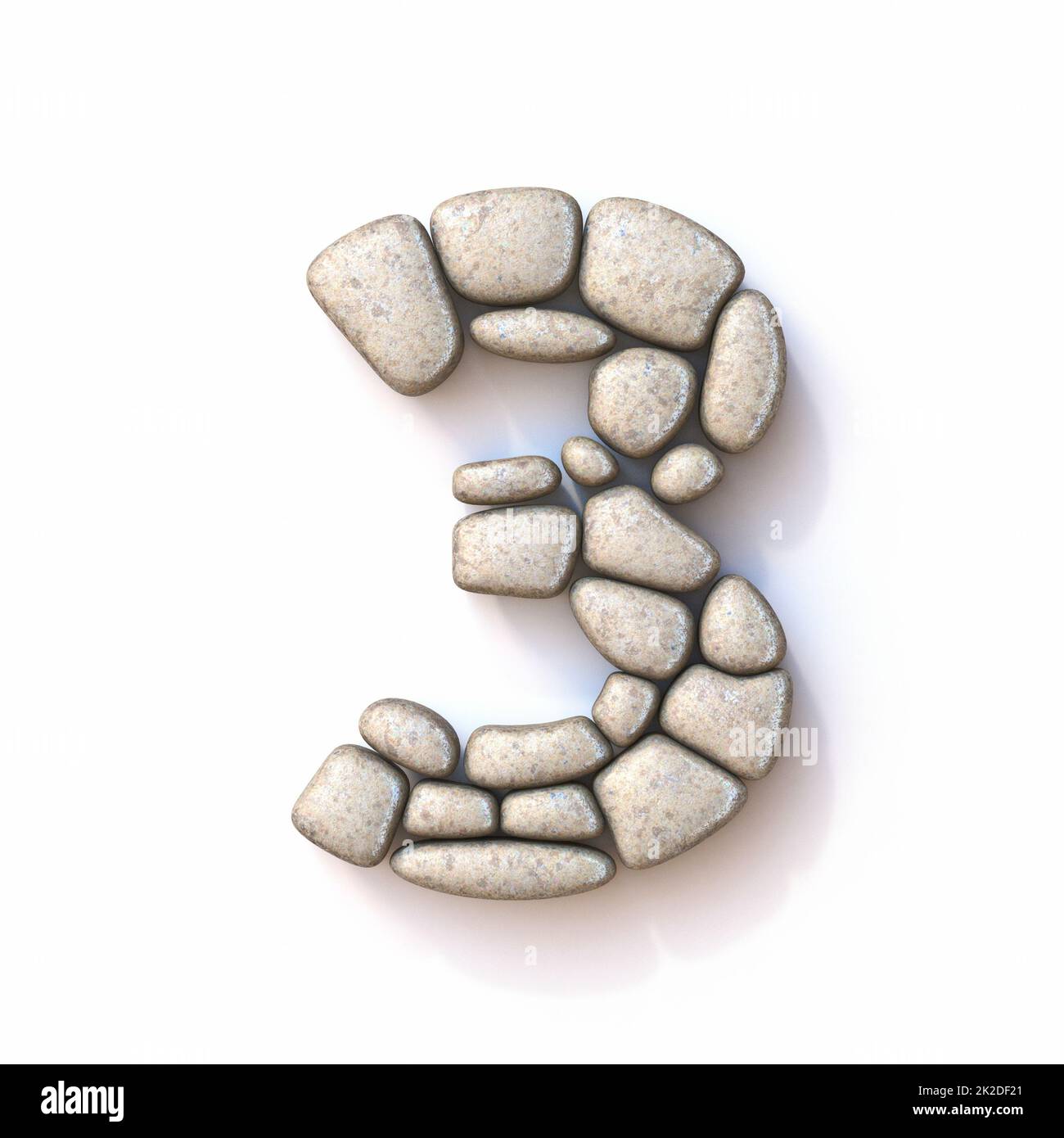Pebble font numero 3 TRE 3D Foto Stock