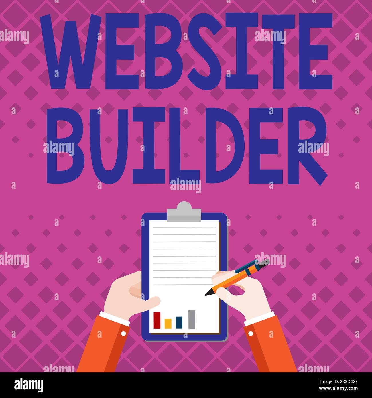 Firma visualizzazione di Website Builder. Word for Website Builder Business associate Holding Appunti che documentano i rapporti con Pen. Foto Stock