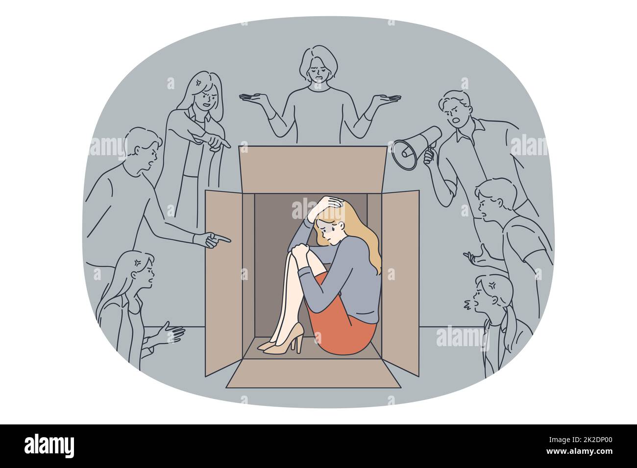 Bullismo e concetto di opinione pubblica Foto Stock