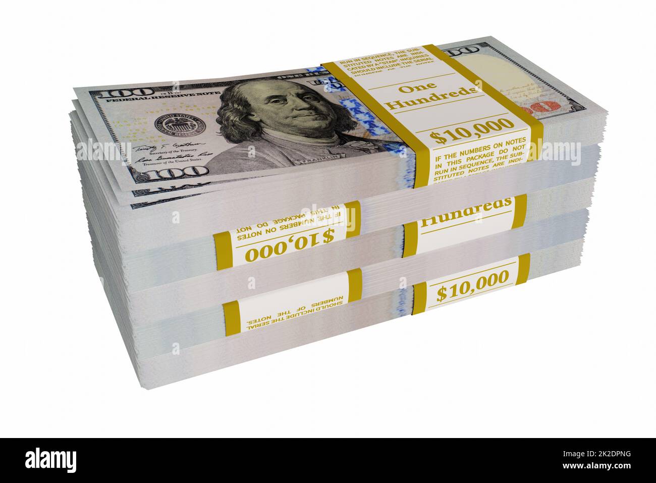 Mucchio di dollari americani 3D illustrazioni, isolato su sfondo bianco Foto Stock