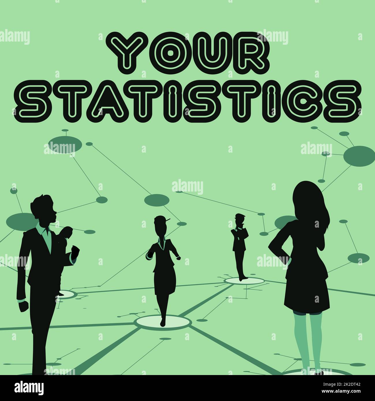 Didascalia concettuale Statistiche. Business Concept Your Statistics diversi membri del team in piedi diverse linee di pensiero collegate sul pavimento. Foto Stock