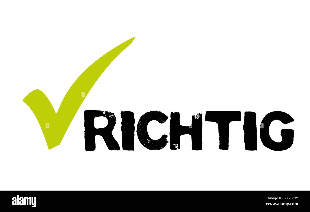 Pronto tedesco - segno di spunta verde e stencil testo Foto Stock