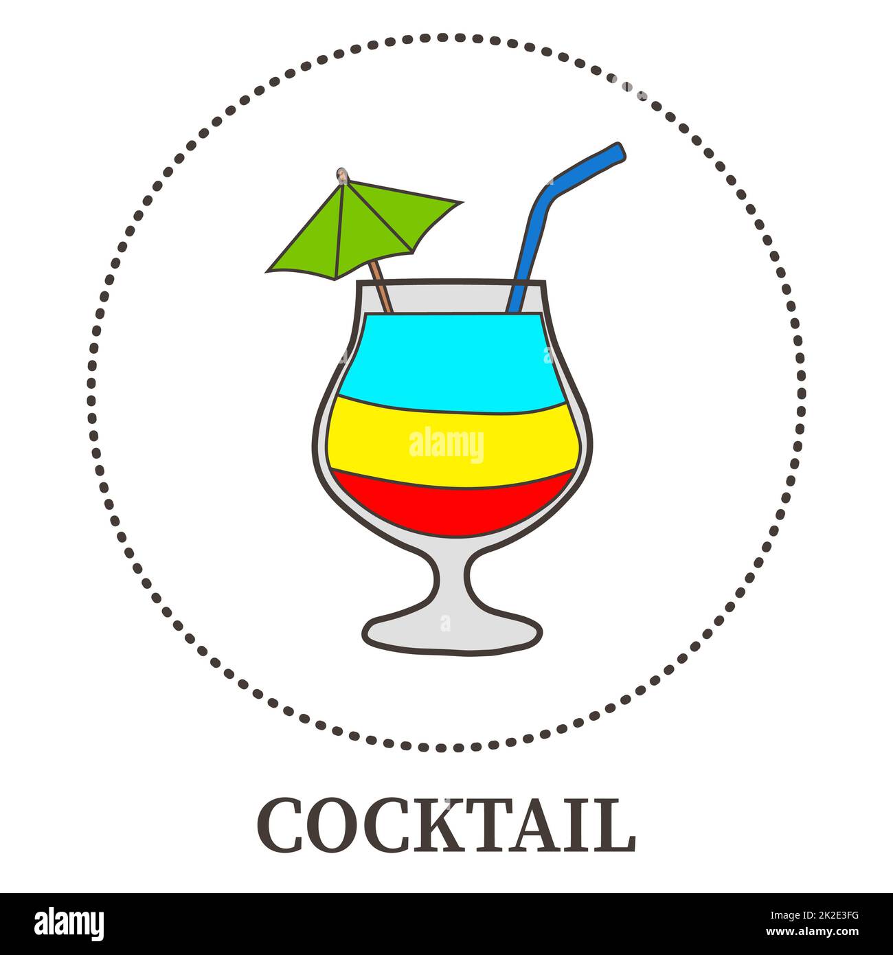 Astratto sottile linea cocktail icona isolato su sfondo bianco - Vector Foto Stock