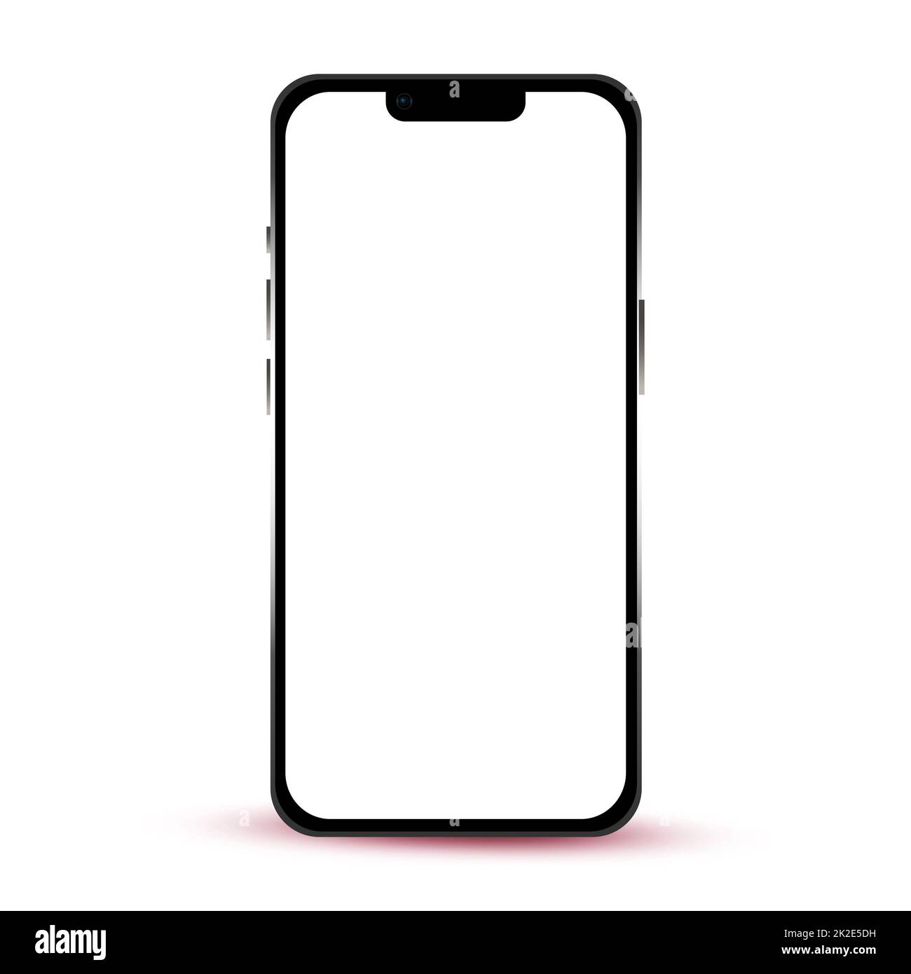 Moderno smartphone nero su sfondo bianco con schermo vuoto - Vector Foto Stock