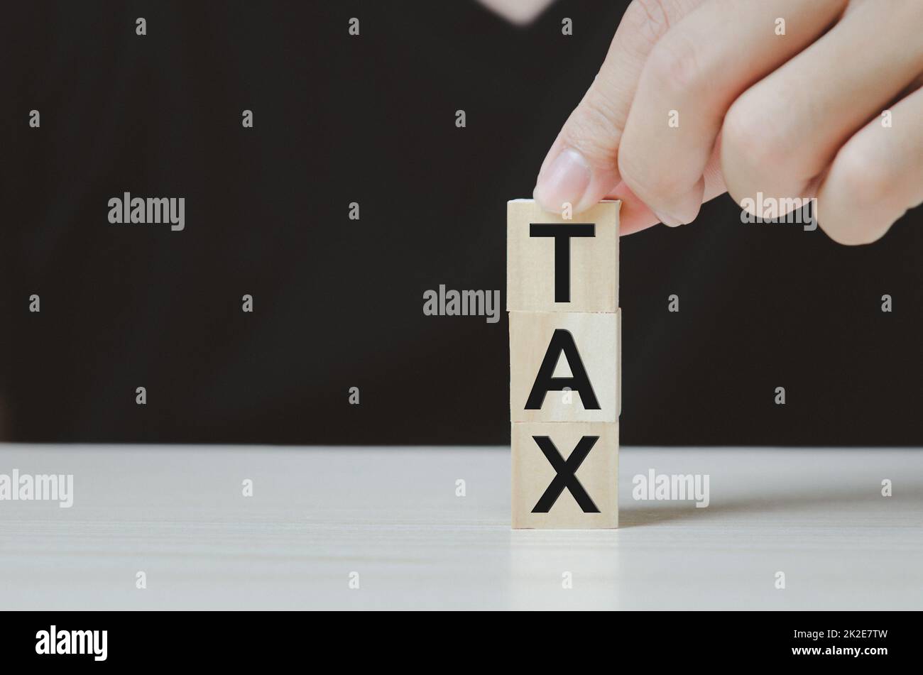 cubo di legno icona blocco FISCALE concetto di business. Foto Stock