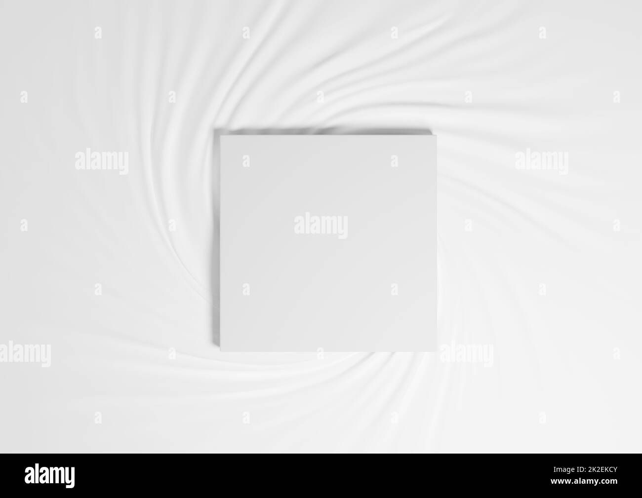 Bianco, grigio chiaro, nero e bianco 3D rende minimo il prodotto podio vista dall'alto tessuto piatto semplice sfondo con piedistallo quadrato dall'alto Foto Stock