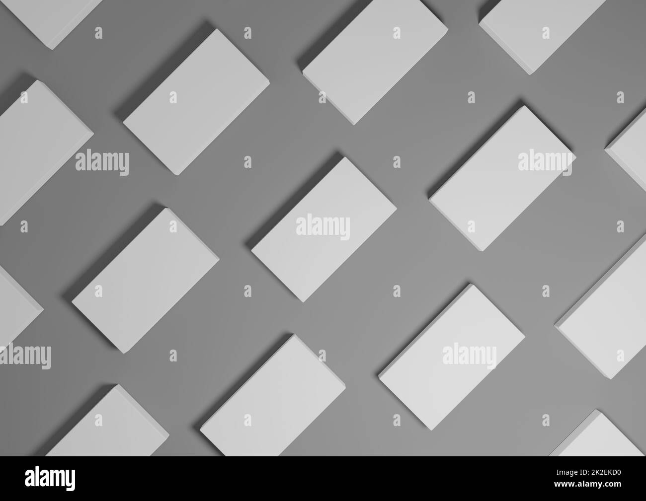 Grigio grafite scuro, bianco e nero, rendering 3D visualizzazione dall'alto minima, semplice e moderna visualizzazione piatta del prodotto da sopra lo sfondo con supporti quadrati ripetitivi in un motivo Foto Stock