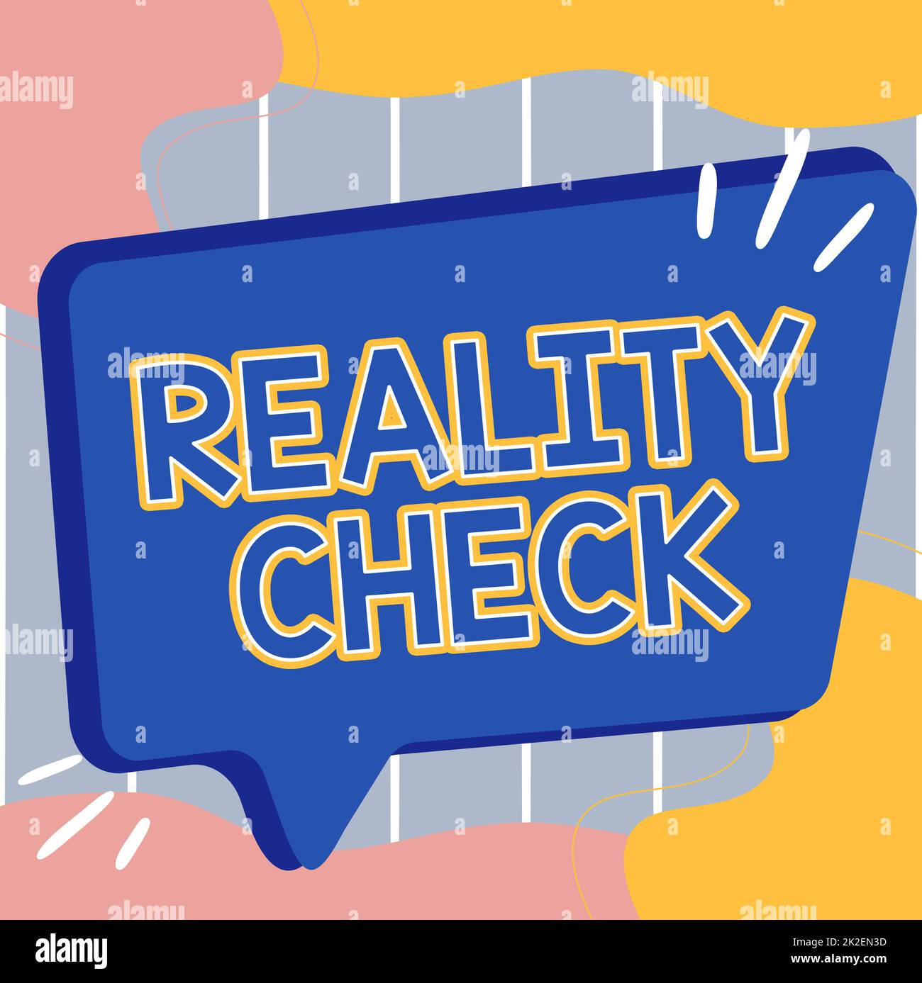 Controllo della realtà del display concettuale. Vetrina di affari uno è ricordato dello stato delle cose nel mondo reale Illustrazione di scatola grande vuota di chiacchierata per l'attesa della pubblicità. Foto Stock