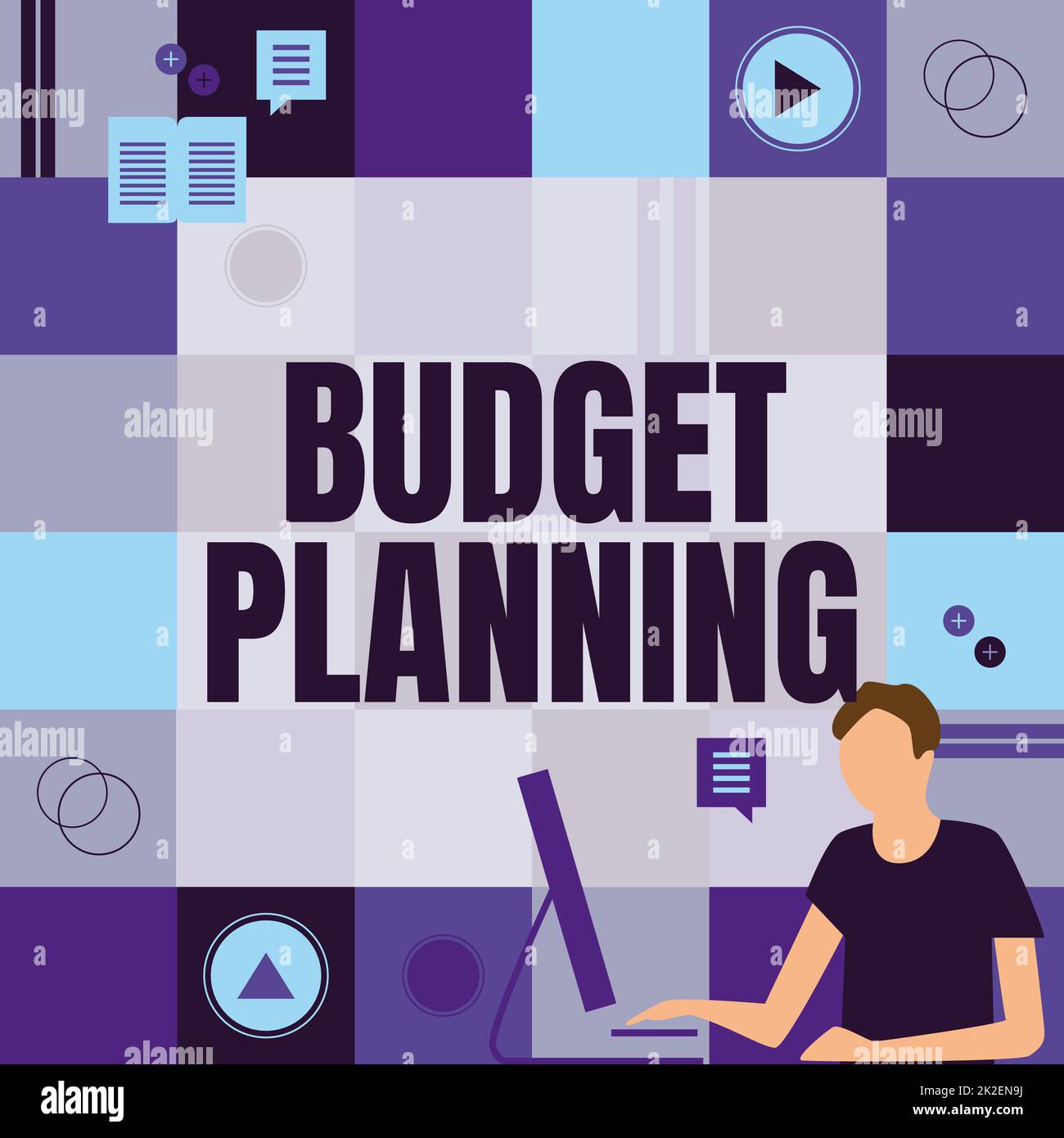 Testo di scrittura a mano Pianificazione del budget. Parola scritta sulla descrizione scritta circa le spese correnti e future imprenditore pensiero innovativo Leading Ideas verso un futuro stabile. Foto Stock