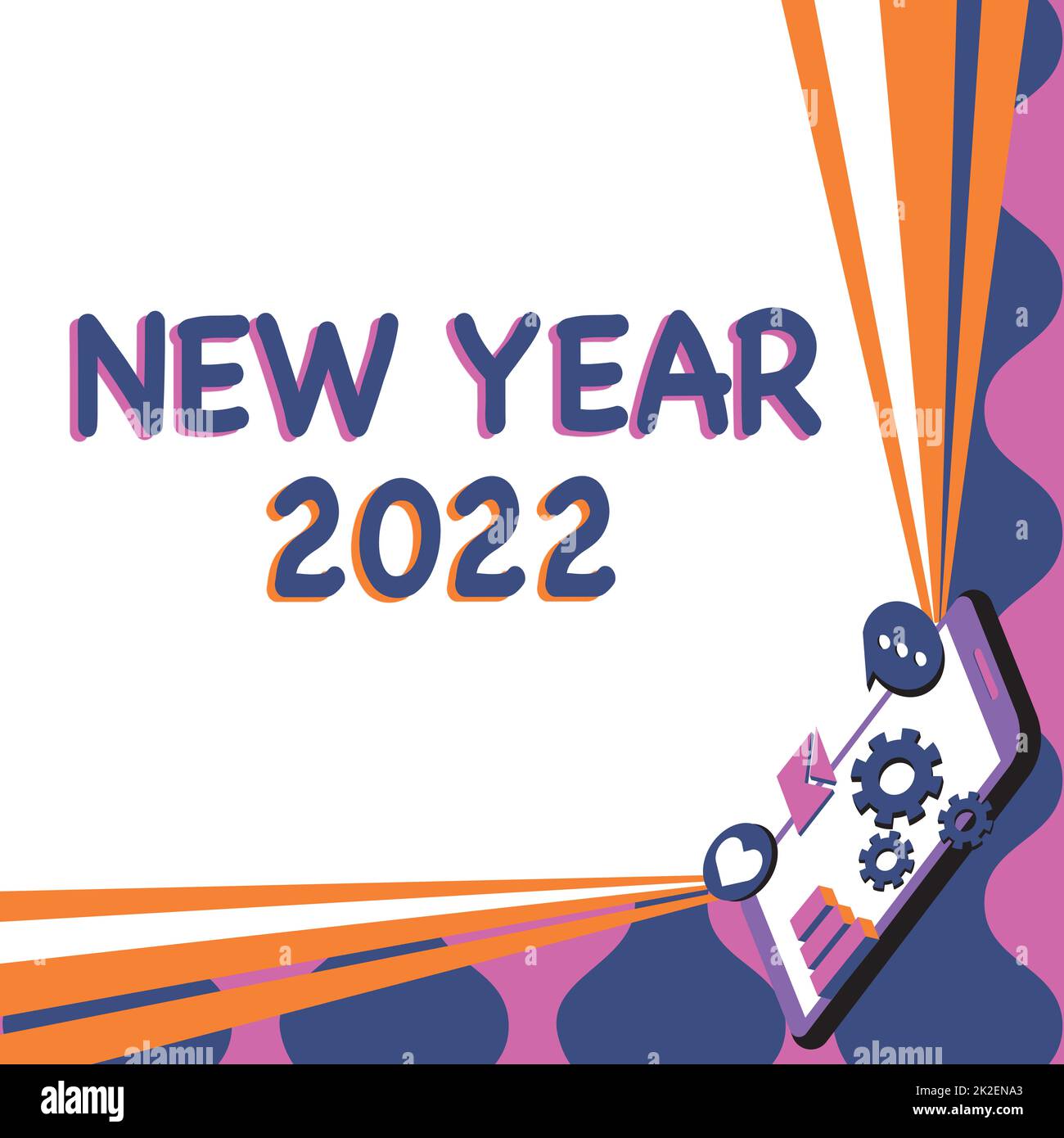 Testo che mostra l'ispirazione per il nuovo anno 2022. Business idea saluto festeggiamento FRESH Start migliori auguri Mobile Drawing Condivisione commenti positivi e buona voce Bubble Foto Stock