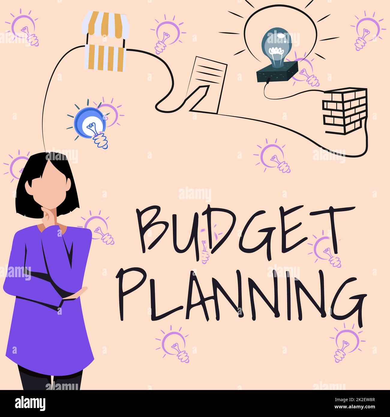 Scrittura con testo Pianificazione budget. Business showcase la descrizione scritta sulle spese correnti e future Donna pensiero innovativo idee leader verso un futuro stabile. Foto Stock